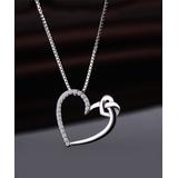 Amy and Annette Women's Necklaces Silver - Crystal & Sterling Silver Heart Pendant Necklace