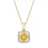 "Stella Grace 10K Gold Gemstone & 1/10 ct. T.W. Diamond Frame Pendant Necklace, Women's, Size: 17"", Yellow"