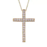 "14k Gold 1/4 Carat T.W. IGL Certified Diamond Cross Pendant Necklace, Women's, Size: 18"", White"