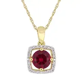"Stella Grace 10K Gold Gemstone & 1/10 ct. T.W. Diamond Frame Pendant Necklace, Women's, Size: 17"", Red"