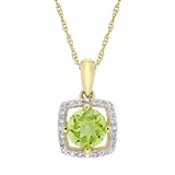 "Stella Grace 10K Gold Gemstone & 1/10 ct. T.W. Diamond Frame Pendant Necklace, Women's, Size: 17"", Green"