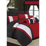 Chic Home Danielle 24-Piece Complete Bedding Set With Sheets And Window Treatments - Red, Queen Comforter Open Stock
