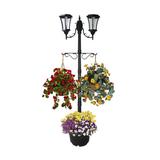 Charlton Home® Ackerly Solar 6-Light LED 86" Post Light Aluminium/Metal in Black/Gray, Size 86.0 H x 25.2 W x 18.3 D in | Wayfair