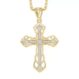 "Men's 10K Gold Diamond Accent Cross Pendant Necklace, Size: 22"", White"