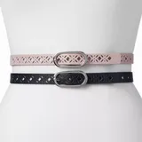 Women's & Plus Sonoma Goods For Life 2-for-1 Perforated Belt Set, Size: XL, Grey