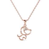 Amy and Annette Women's Necklaces Rose - Crystal & 18k Rose Gold-Plated Dog Pendant Necklace