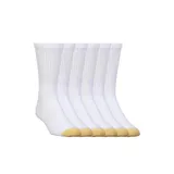 Gold Toe Men's 6 Pack Of Cotton Crew Socks, White, 10-13