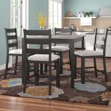 Laurel Foundry Modern Farmhouse® Beaubien 5 - Piece Counter Height Solid Wood Acacia Dining Set Wood/Upholstered Chairs in Black/Brown/Gray | Wayfair