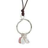 Rabbit Guardian,'Rose Quartz and Fine Silver Rabbit Necklace from Guatemala'