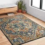 World Menagerie Goncalvo Hand-Hooked Wool Area Rug Wool in Blue, Size 60.0 W x 0.75 D in | Wayfair A3B42684973F4FA48A4326605C666176