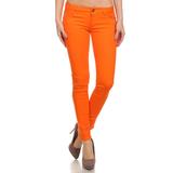 Miss Kitty Couture Women's Casual Pants Orange - Orange Low-Rise Skinny Jeans - Juniors