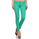 Miss Kitty Couture Women's Casual Pants Green - Green Low-Rise Skinny Jeans - Juniors