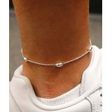 Yeidid International Women's Anklets - Sterling Silver Oval Bead Anklet