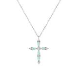 bliss Women's Necklaces Silver - Lab-Created Opal & Sterling Silver Cross Pendant Necklace