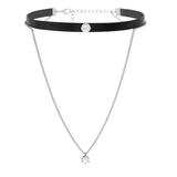 bliss Women's Necklaces Black/Silver - Cubic Zirconia & Black Cable-Chain Choker Necklace