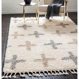 Brown/White Area Rug - Wade Logan® Mitzy Geometric Ivory Area Rug Polypropylene in Brown/White, Size 96.0 W x 1.25 D in | Wayfair