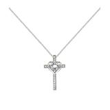 Enduring Jewels Women's Necklaces Silver, - Aquamarine & Diamond Cross-Heart Pendant Necklace