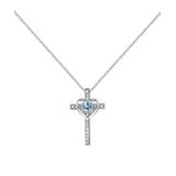 Enduring Jewels Women's Necklaces Silver/Blue - Blue Topaz & Diamond Cross Heart Pendant Necklace