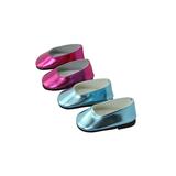 American Fashion World Doll Clothing - Pink & Teal Metallic Two-Pair Flat Set for 18'' Doll