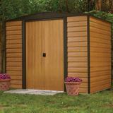 Arrow Woodridge 8 ft. W x 6 ft. D Metal Storage Shed in Brown, Size 84.0 H x 99.75 W x 71.25 D in | Wayfair WR86