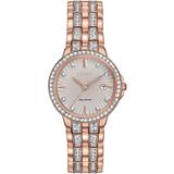 Women's Eco-drive Crystal Accent Rose Gold-tone Stainless Steel Bracelet Watch 28mm Ew2348-56a - Pink - Citizen Watches