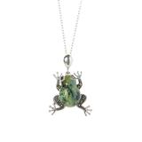 Yeidid International Women's Necklaces turquoise - Green Simulated Turquoise & Synthetic Marcasite Frog Pendant Necklace