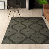Brown/Gray Area Rug - Bungalow Rose Hallie-Jane Hand-Tufted Wool Charcoal Area Rug Wool in Brown/Gray, Size 96.0 W x 0.33 D in | Wayfair