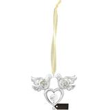 The Holiday Aisle® Hershberger Chrome Plated Crystal Love Doves Birds Hanging Figurine Ornament w/ Heart Crystal in Gray/Yellow | Wayfair