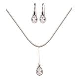 Mestige Women's Earrings SILVER - Crystal & Silvertone Necklace & Earrings Set