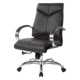 Orren Ellis Tweedy Genuine Leather Conference Chair Upholstered/Metal in Black, Size 34.5 H x 25.75 W x 27.25 D in | Wayfair