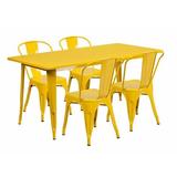 Williston Forge Eskil Rectangular 5 Piece Dining Set Metal in Yellow, Size 29.5 H in | Wayfair 9E7C56B58F0842FB8C8421A59BF6BA8F