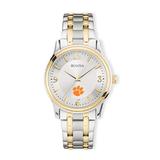 "Bulova Silver/Gold Clemson Tigers Classic Two-Tone Round Watch"