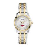 Women's Bulova Silver/Gold Arkansas Razorbacks Classic Two-Tone Round Watch