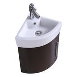 Wrought Studio™ Eutropia White Corner Bathroom Cabinet Sink Wall Mount w/ Faucet Drain & Overflow Wood/Ceramic in Brown/White | Wayfair
