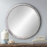 Jamie Young Audrey White Wood Beaded 30" Round Wall Mirror