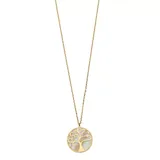 "Cultured Pearl Tree of Life Necklace, Women's, Size: 18"", Yellow"