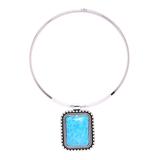 MexZotic Women's Necklaces Silver - Silvertone & Blue Howlite Oblong Pendant Choker Necklace