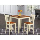 Charlton Home® Neven Counter Height Rubberwood Solid Wood Dining Set Wood in Brown/White, Size 36.0 H in | Wayfair CFEBBF6864CF408D85948AC9F4021E8C