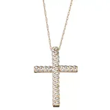 "10k Gold 1/4 Carat T.W. Diamond Cross Pendant, Women's, Size: 18"", White"