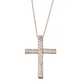 "10k Gold 1/4 Carat T.W. Diamond Cross Pendant, Women's, Size: 18"", White"