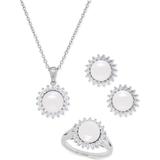 Cultured Freshwater Pearl (8mm) And Cubic Cubic Zirconia Jewelry Set In Sterling Silver - Metallic - Macy's Necklaces