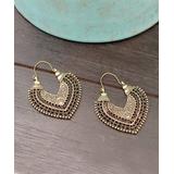 BeSheek Women's Earrings GOLD - Goldtone Filigree Fan Hoop Earrings
