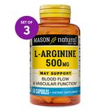 Mason Natural Vitamins & Supplements Update - 60-Ct L-Arginine 500 Mg Supplement Capsules - Set of Three
