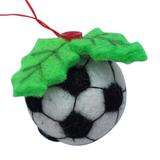 The Holiday Aisle® Soccer Ball Felt Ornament Hanging Figurine Fabric in Black/Green, Size 2.5 H x 2.5 W x 1.0 D in | Wayfair