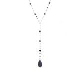 Belk Silverworks Women's Sterling Silver Onyx Beaded Mirror Chain Y Necklace, 18 in