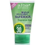 "Alba Botanica, Fragrance Free Mineral Sunblock / Sunscreen SPF 30, 4 oz"