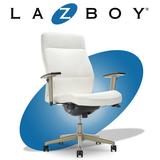 Baylor La-Z-Boy Bonded Leather Adjustable Ergonomic Executive Office Chair w/ Lumbar Support Upholstered in White | Wayfair CHR10085A