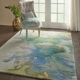 Blue/Green Area Rug - Wade Logan® Tottenville Abstract Handmade Tufted Blue/Beige/Green Area Rug Wool in Blue/Green, Size 93.0 W x 0.75 D in | Wayfair
