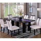 Orren Ellis Northmoore 7 Piece Dining Set Wood/Glass/Upholstered Chairs in Black/Brown, Size 30.0 H x 40.5 W x 76.0 D in | Wayfair