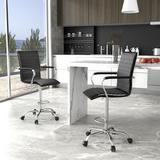 Orren Ellis Boerner Drafting Chair Upholstered in Black, Size 20.0 H x 23.5 W x 23.5 D in | Wayfair 94E3EA8C61C9439A915BE5F90BDCCB28